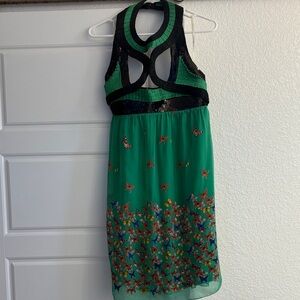Max Studio Black and Green Butterfly Dress